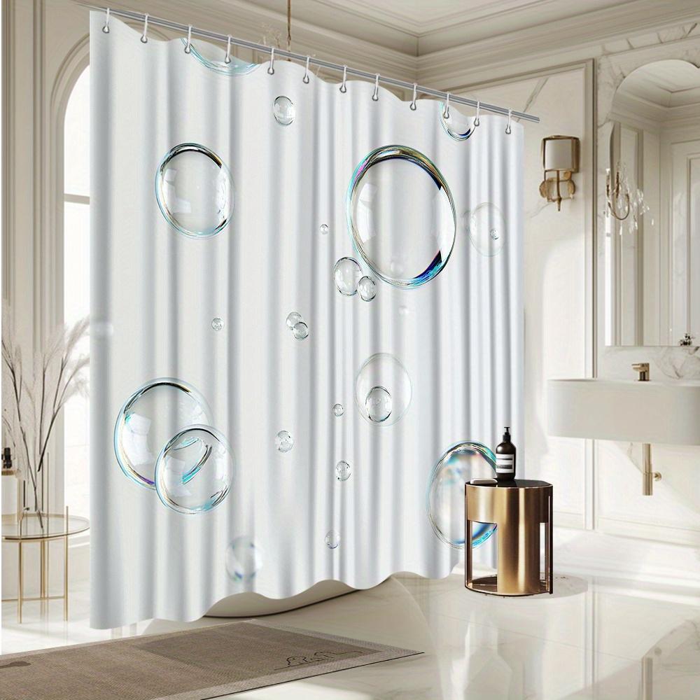 Bubble Shower Curtain, Floating Transparent Bubbles Design, Fade-Resistant Polyester, Machine Washable, Modern Bath Decor