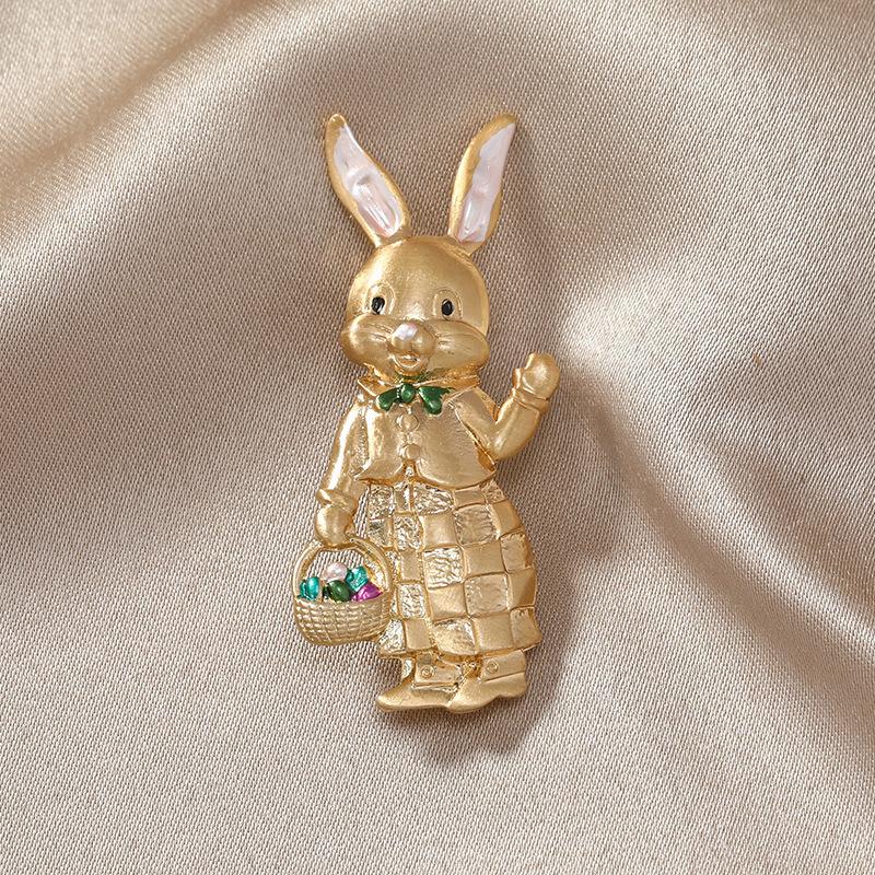 Mute Gold Zodiac Rabbit Brooch Retro Animal Pin Cute Schoolgirl Bag Buckle Accessories