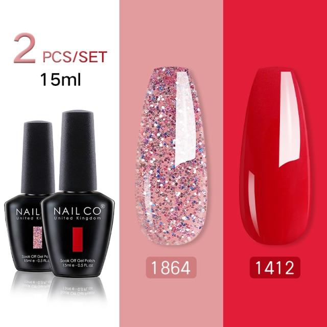 NAILCO 2 цвета, 15 мл, набор гель-лаков для ногтей Vernis, полуперманентный УФ-светодиодный гель для дизайна ногтей, принадлежности для профессионалов, отмачиваемый верхний слой