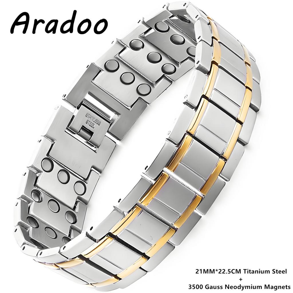 Premium Titanium Steel Bracelets for Men with 3X Ultra Strenth Magnetic Wristband Jewelry Gifts
