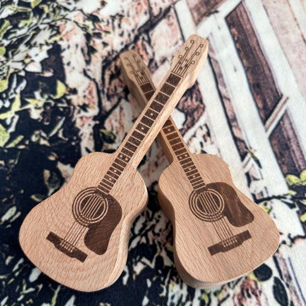 Wooden Material Guitar Picks Storage Guitar Shape Guitar Pick Holder  Guitarist Organization
