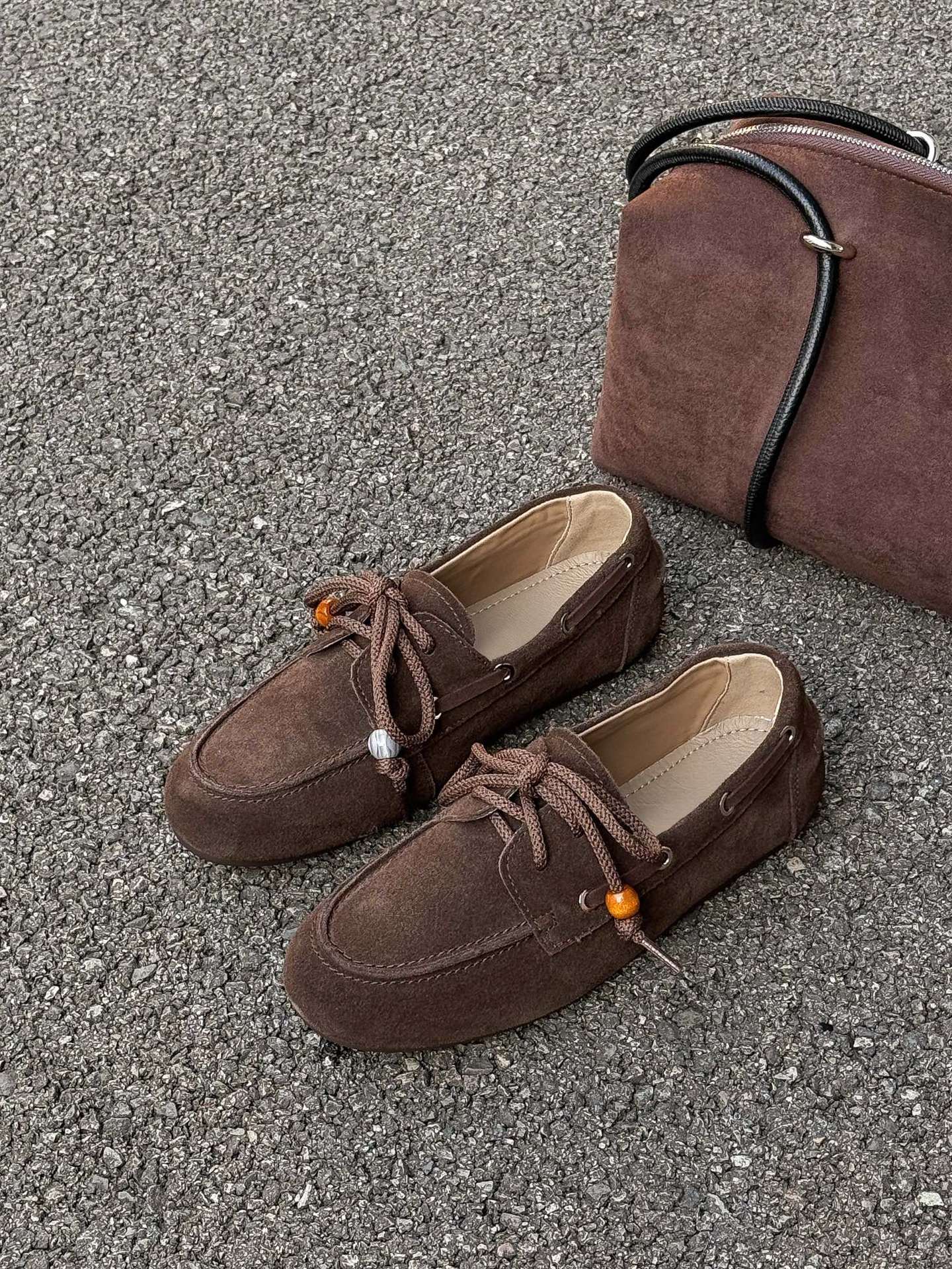 

Retro matte leather beanie shoes women s 2025 spring new loafers flat shoes one pedal lazy shoes single shoes 35