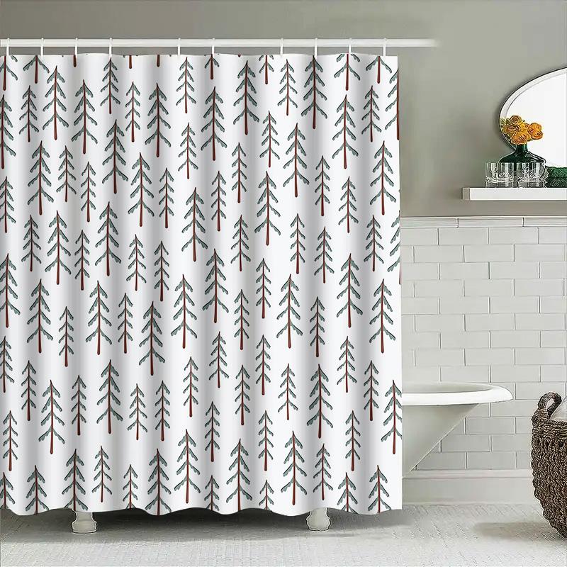 Bathroom Shower Curtain Botanical Forest Trees Nature Greenery Washroom Decor Vintage Rustic Farmhouse Home Decor Backdrop