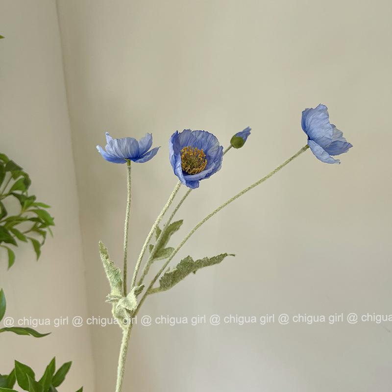 Pink Iceland Poppy Artificial Flower Arrangement for Living Room Decoration