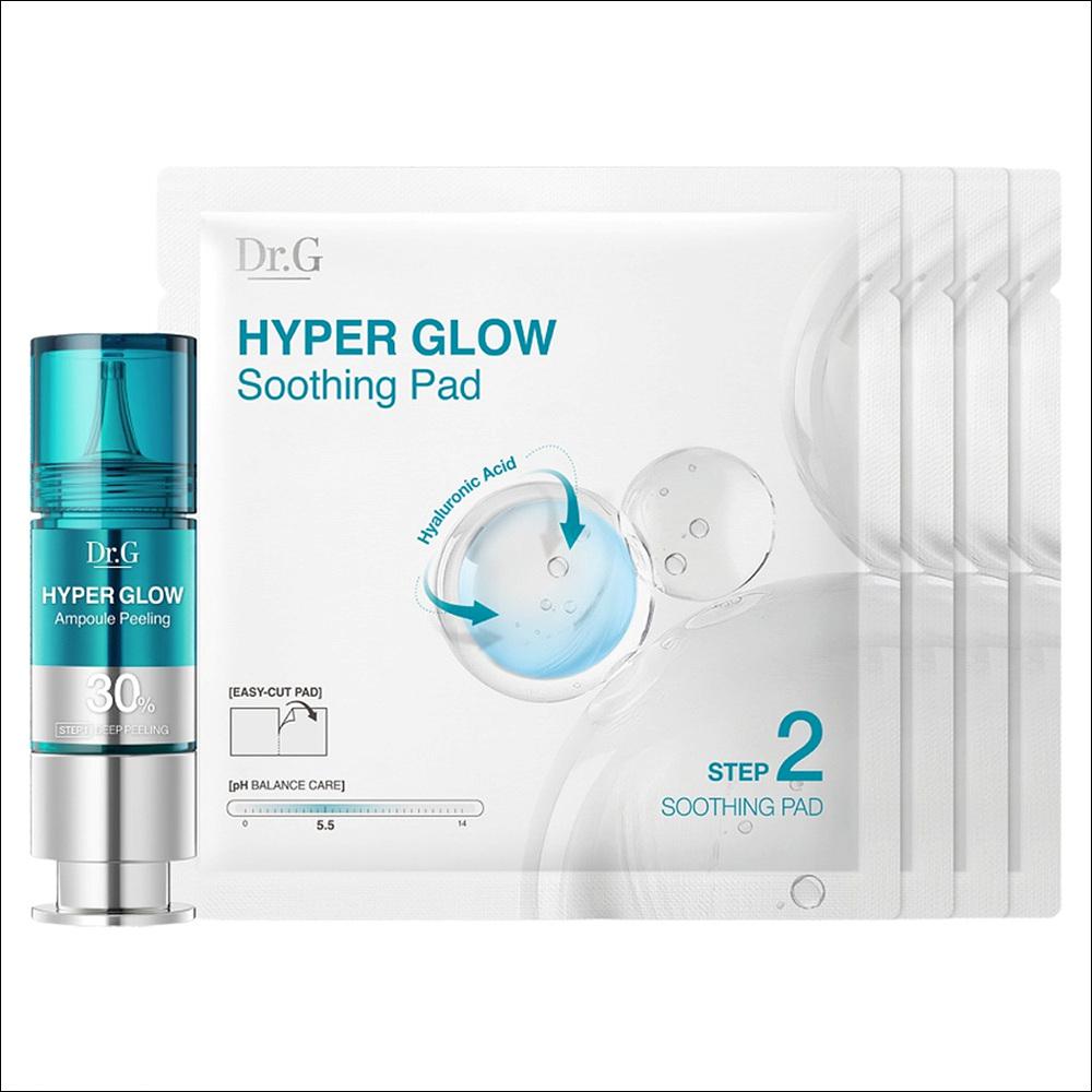 Dr.G Hyper Glow Ampoule Peeling & Soothing Pad Set (15ml Ampoule Peeling + 13g x 4p Soothing Pads – 1 Set) 1SET