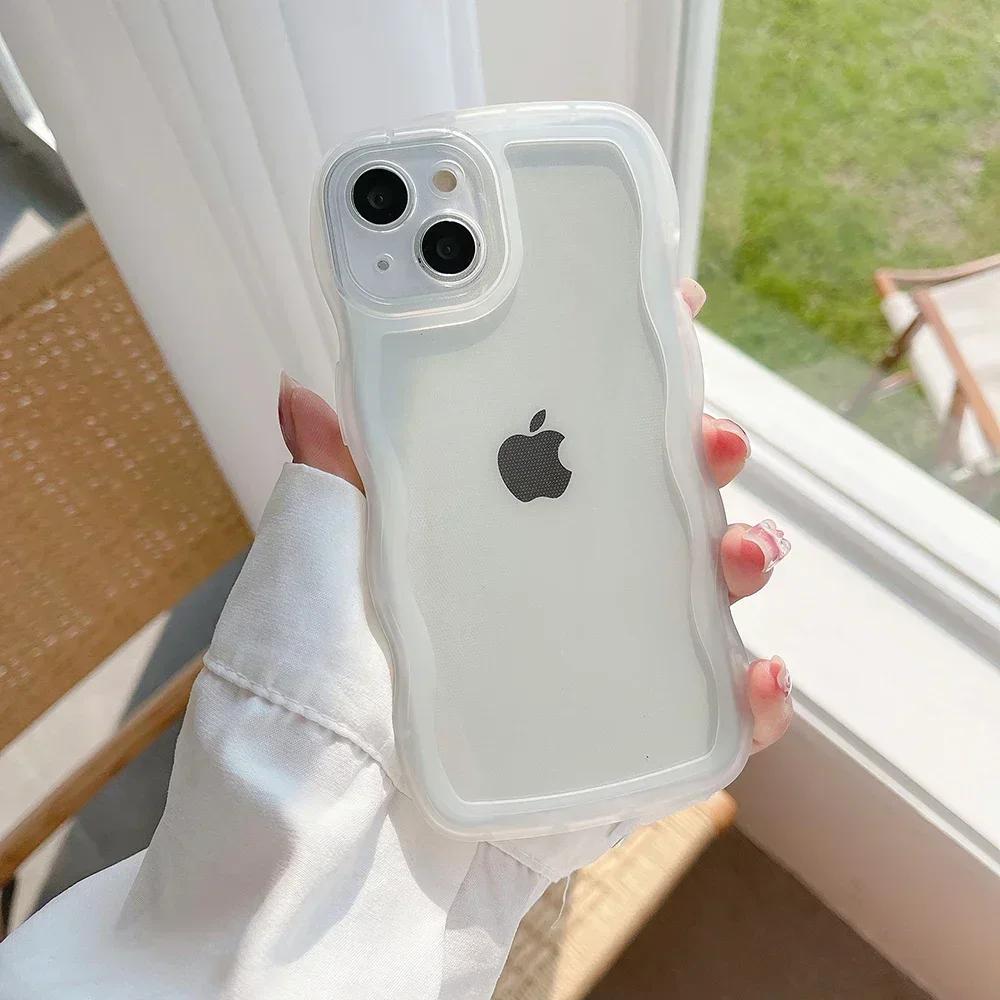 

для iPhone 16 15 14 Pro15 14 16 Pro Max 16 Plus Чохол Милий Прозорий Хвилястий Гібридний Протиударний Бампер М який Чохол For iPhone 16 Pro