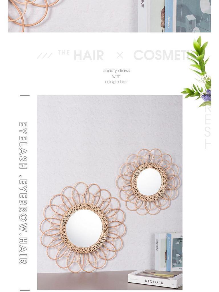 Petal Mirror: Willow Wicker Decorative for Living Room, Bedroom, or Entrance Wall.