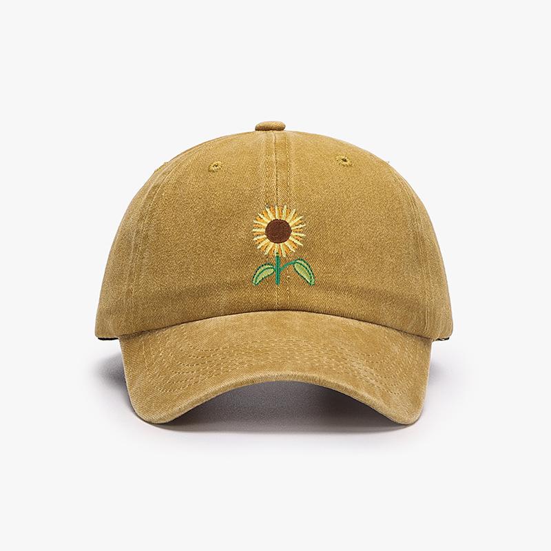 Berretto da Baseball Girasole Ricamato Pianta Papà Cappellino Trucker alla Moda Lavato Vintage Cappello da Sole da Donna Cotone Cappelli da Mamma