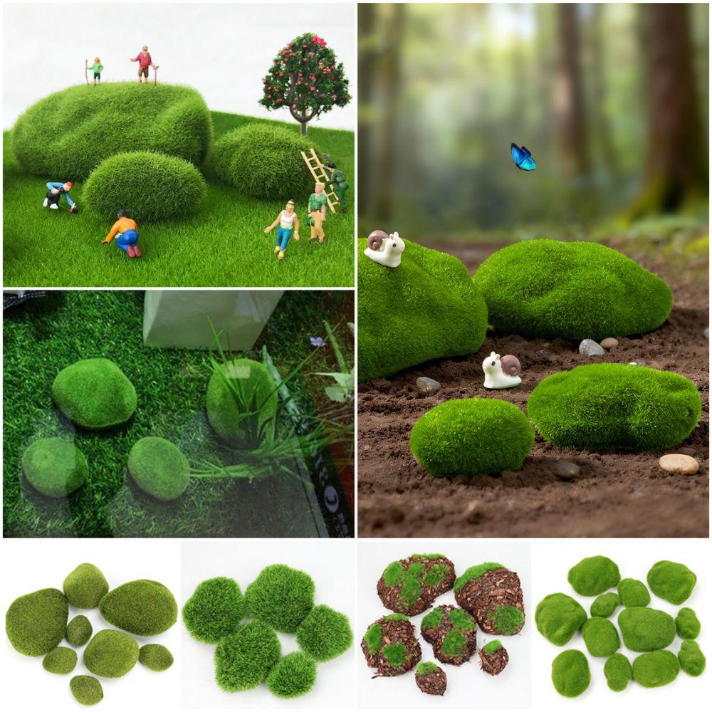 2/4/6/10PCS Flocking Foam Artificial Moss Rocks Micro Landscape Miniature Figurine  Landscape Making