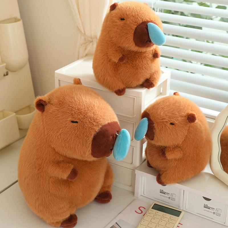 22/33CM Cute Fluffy Soft Stuffed Animal Kapybara Snot Withdrawing Doll Puffer Fish Ugly Cute Plush Toy Children Gift Room Decor