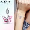Copper Authentic Charm Bead Charms Pink Butterfly Flowers Yellow Zircon Fireflies Bees Bead Charms Compatible With Bracelets Women Jewellery Making Di