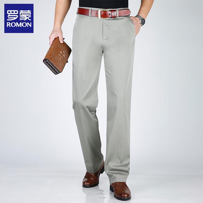 ROMON Men's Cotton Blend Straight Casual Business Pants