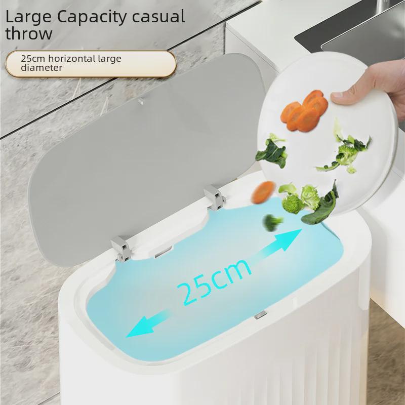 Push-Open Lid Trash Can for Bathroom or Living Room