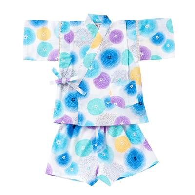 Cream De Coco Chrysanthemum Print Cotton Red Plum Blossom Print Jinbei for Made In Japan Girls, 100% Cotton, (80, Blue)