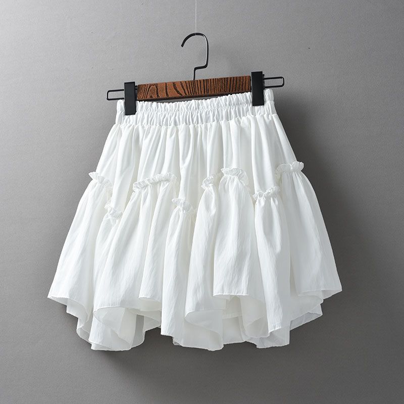 Fluffy Short Skirt Spring Summer All-match Sweet Skirt Women's High Waist A-line Skirt
