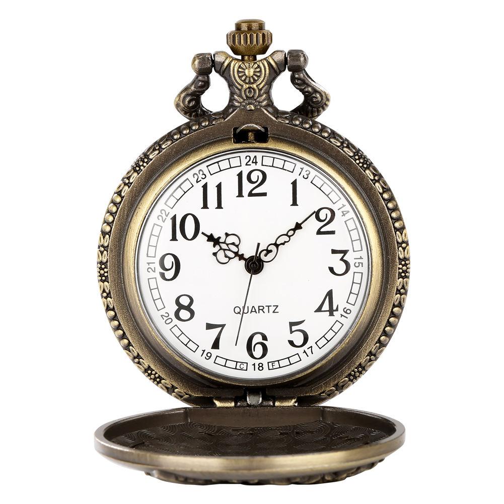 Steampunk Vintage Taschenuhr mit fliegendem Drachen - Bronzene Kette Anhängeruhr für Herren, Einzigartiges antikes Geschenk für Sammler