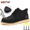 Waterproof Men's Leather Boots Anti-smash Anti Puncture Work Boots Safety Shoes Men Indestructible Shoes Steel Toe Boots Men