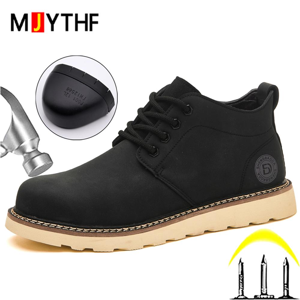 Waterproof Men's Leather Boots Anti-smash Anti Puncture Work Boots Safety Shoes Men Indestructible Shoes Steel Toe Boots Men