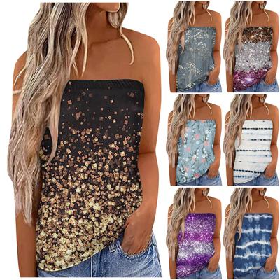 Women's Summer Sexy Tube Top Off Shoulder Sleeveless Tops Strapless    Beach Vest Bandeau  Shirt Backless Sexy Tops