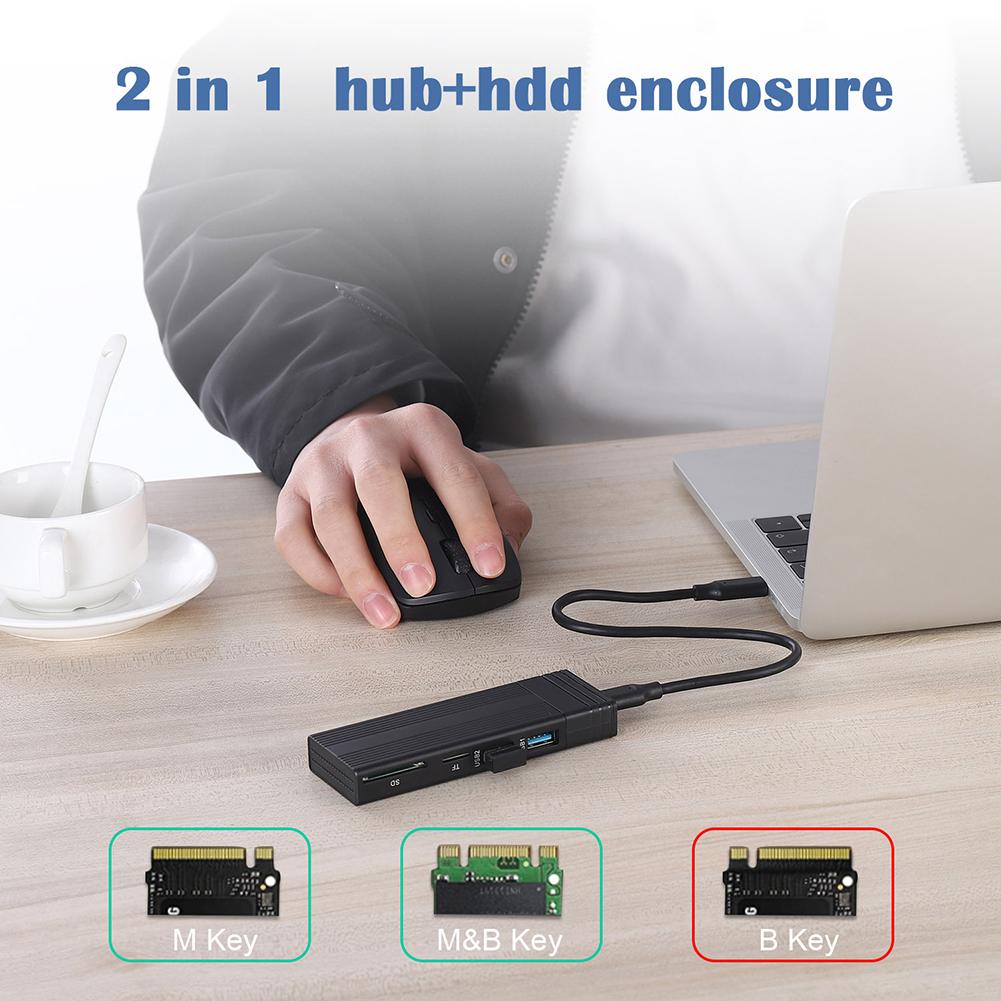 M2 NVME NGFF Mobile SSD Case M.2 SSD Enclosure External USB HUB USB 3.2 Gen 2 Type C Adapter Dock 10Gbps for Desktop Laptop
