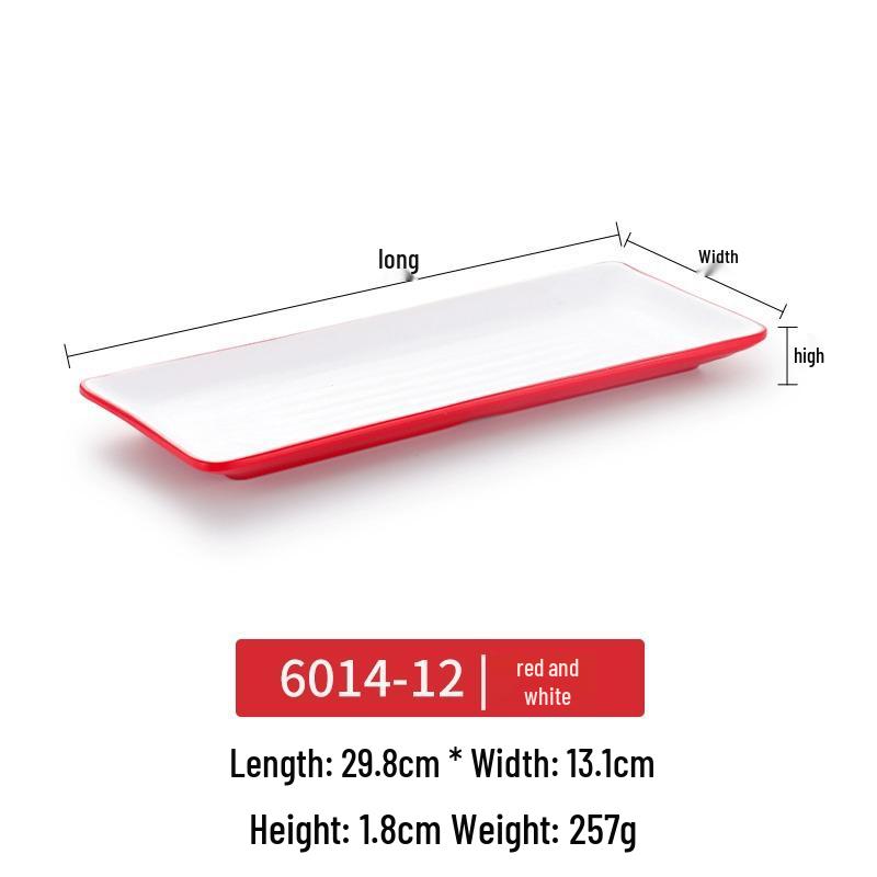 Melamine Rectangular Imitation Porcelain Plate for Hot Pot, Sushi, BBQ & Hotel Tableware.