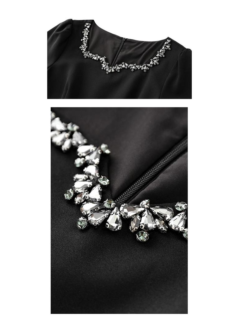 Nanyou French-Style Diamond Waist Slimming Luxury Dress