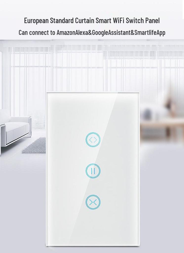 US Standard Smart Curtain Motor Touch Switch with ALEXA Voice Control