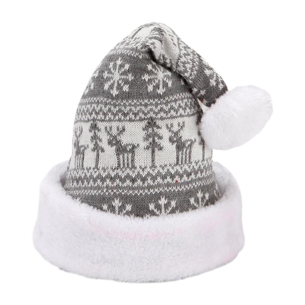 Christmas Hat Plush Xmas Cap Christmas Party Decorations Unisex Knitted Hat