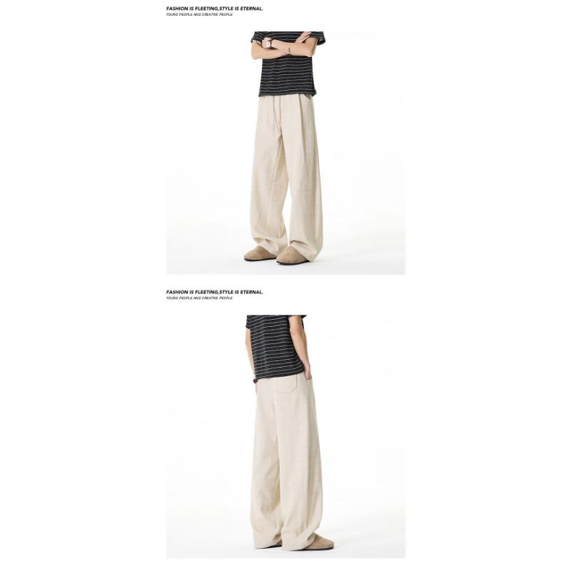Old Money Style Vintage Linen Look Loose Drawstring Wide Leg Casual Pants