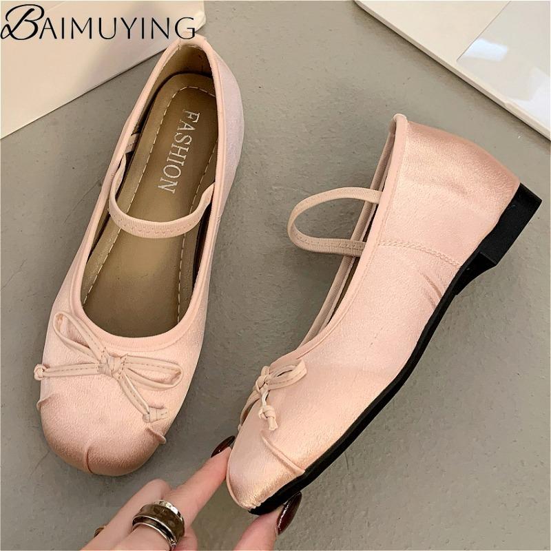 Fashion Luxury Satin Silk Bow Ballet Shoes Woman Mary Jane Flats Sandals 2025 New Brand Classic Bowtie Elastic Band Ladies Soft Loafers