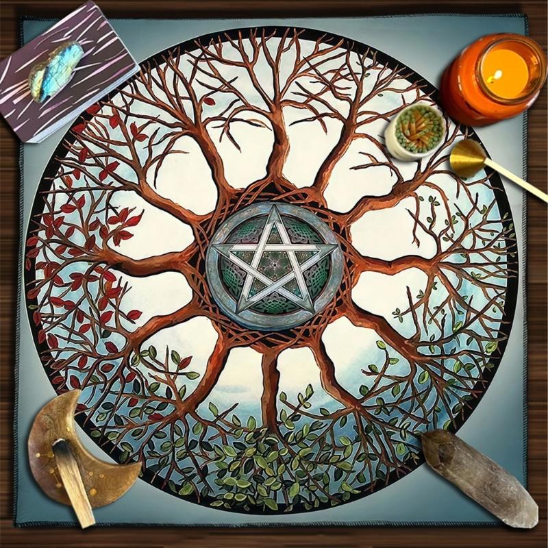 Tree Star Pattern Astrology Tablecloth Tarots Divinations Tablecloth Altars Cloth Divinations Board Game Accessory