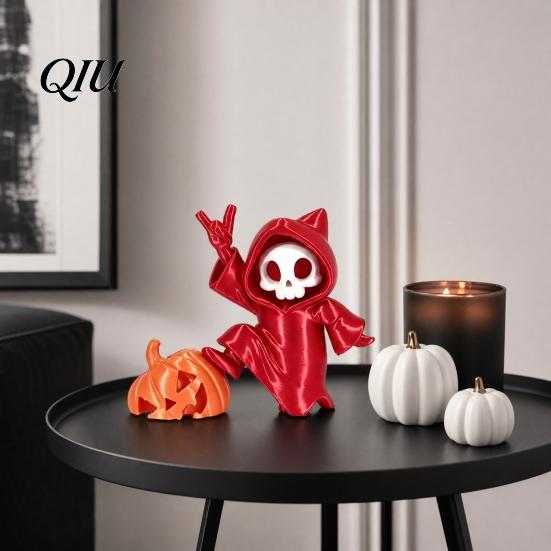 Exquisite Skull Model Mini Grim Reaper Statue, 3D Printed Pumpkin Figurine, Car Interior Accessory Cute Gothic Dashboard for Office Desk, Home