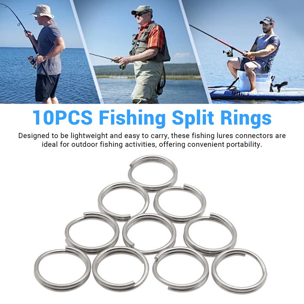 10PCS Fishing Split Rings Stainless Steel Fishing Lures Connector Ring for Link Fishing Hooks Saltwater Terminal Tackles