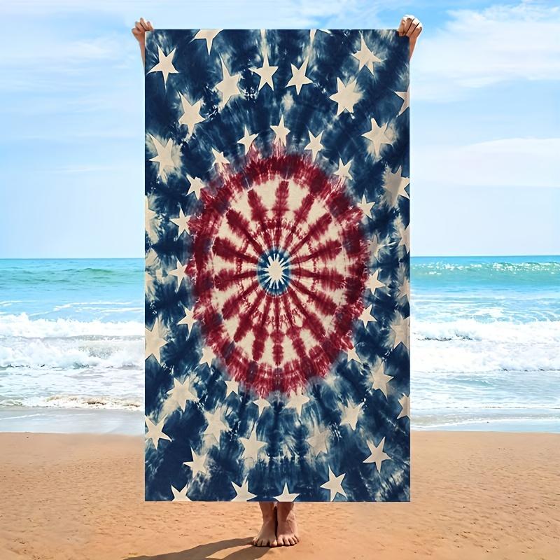 American Flag Tie Dye Beach Towel 1Pc 2D Flat Printed Microfiber Sandproof Waterproof 4th Of July Pool Bath Towel Picnic Mat