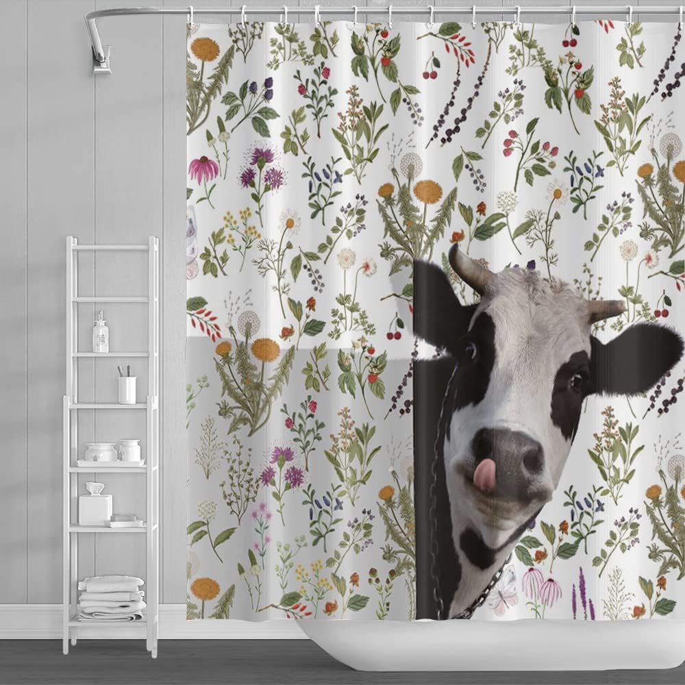 Cute Animal Abstract Style Shower Curtain Cartoon Fun Pet Theme Shower Curtain Children'S Bathroom Decoration With Hook