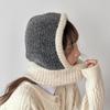 Two-tone Knit Button Balaclava Ac-9428c
