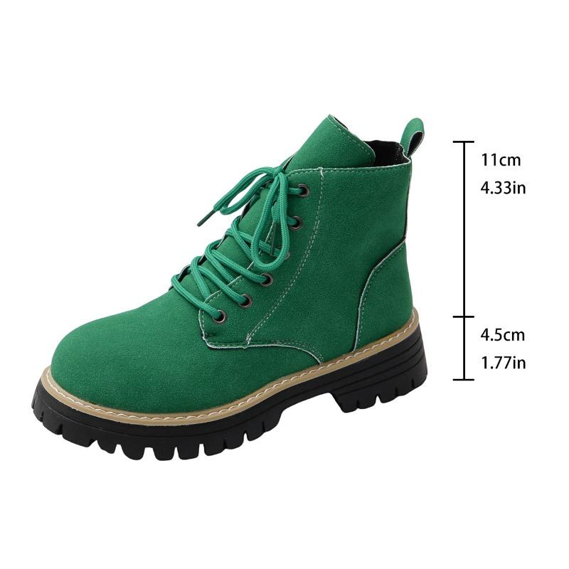 

Осенняя и зимняя обувь: Ботинки на толстой подошве для женщин, ботильоны на массивном каблуке, универсальные ботинки до середины икры для женщин 36 зелёный