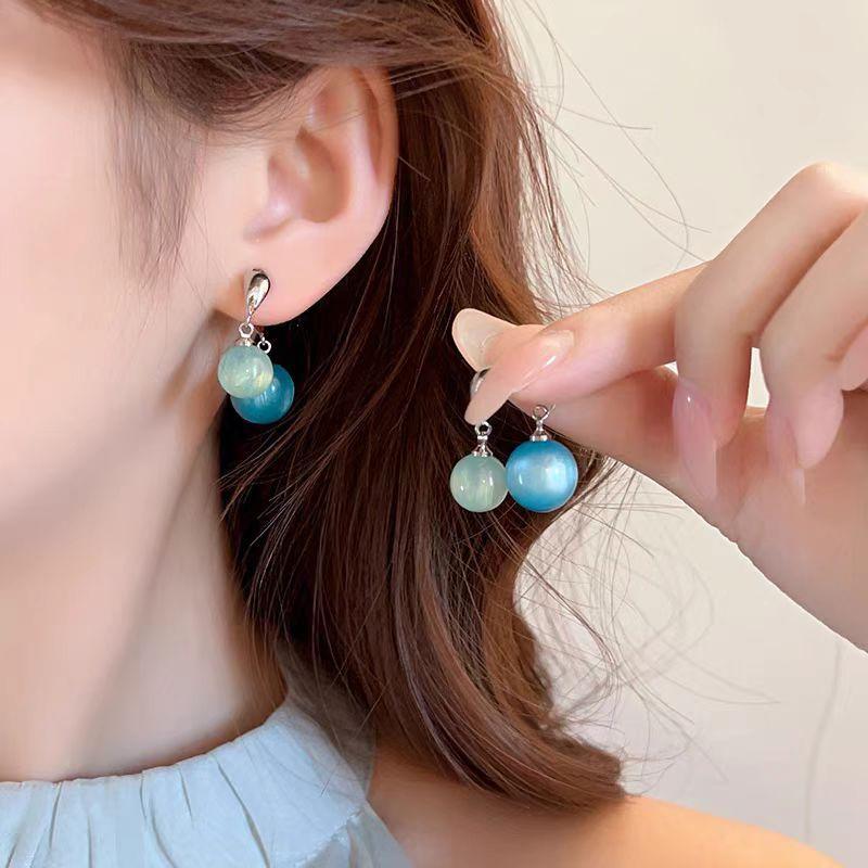 Unique Korean Ball Dangle Drop Earrings Elegant Charm Earrings Ear Buckle Fashion Jewelry For Women Girls Gifts