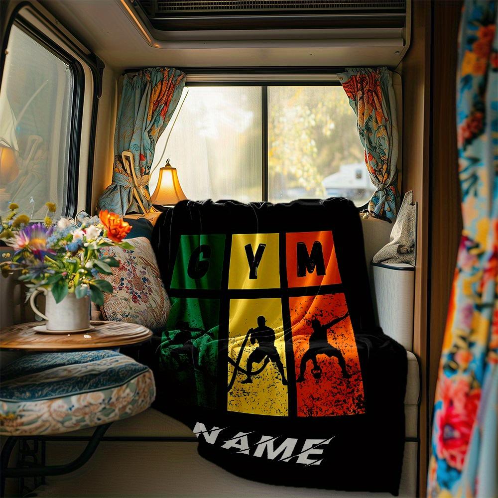 Gym Fitness Workout Blanket Personalized Name Soft Comfortable Stylish Blanket Car Blanket Perfect For Travel Camping Outdoor Home Suitable For All