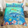 3D Octopus Sea Turtle Duvet Cover Retro Sailboat Crab Reptile Bedding Set Marine Mediterranean Style Jellyfish Comforter Cover
