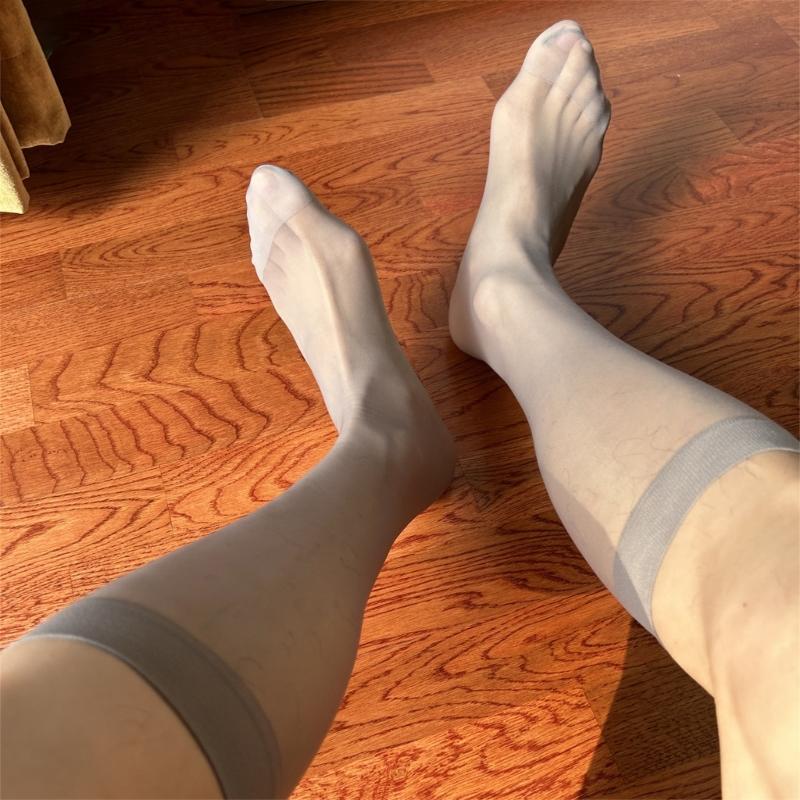 Mens Ultrathin Nylon Sheer Suit Sock Business Dress Socks with Reinforced Toe Solid Plain Thin Formal Dress Stockings