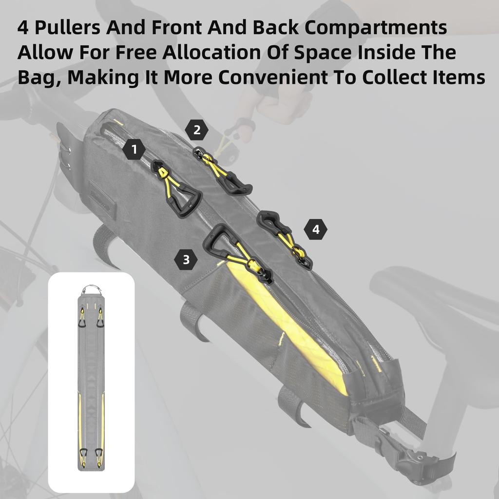 Rhinowalk Bike Top Tube Bag Bike Frame Bag Waterproof Bicycle Bag Professional Cycling Accessories for Mountain Road Bike Black Yellow 2.1L (L) - &