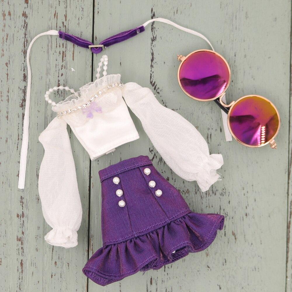 

Наряды для ICY DBS Blyth Doll Rock Bunny Idol, платье с очками, модный костюм 1/6 BJD Ob24, косплей, аниме для девочек