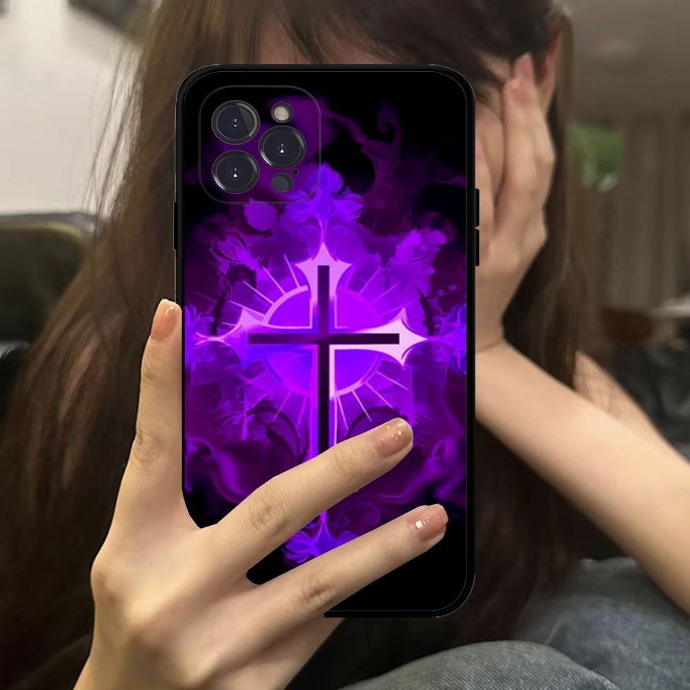 Black Cross Phone Case For IPhone 16 15 14 11 12 13 Mini Pro XS Max Cover 6 7 8 Plus X Funda Shell