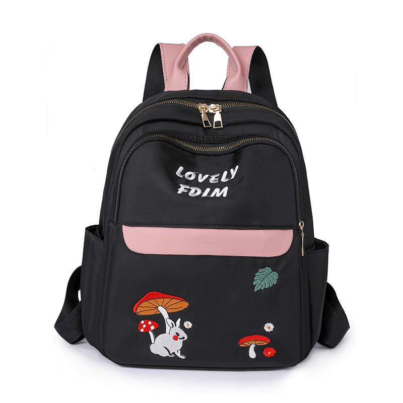 

Нейлоновый рюкзак с вышивкой, женская сумка, школьный рюкзак, небольшой рюкзак для путешествий чёрный