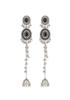 Indian Style Rhinestone Tassel Earrings with Oval Crystal