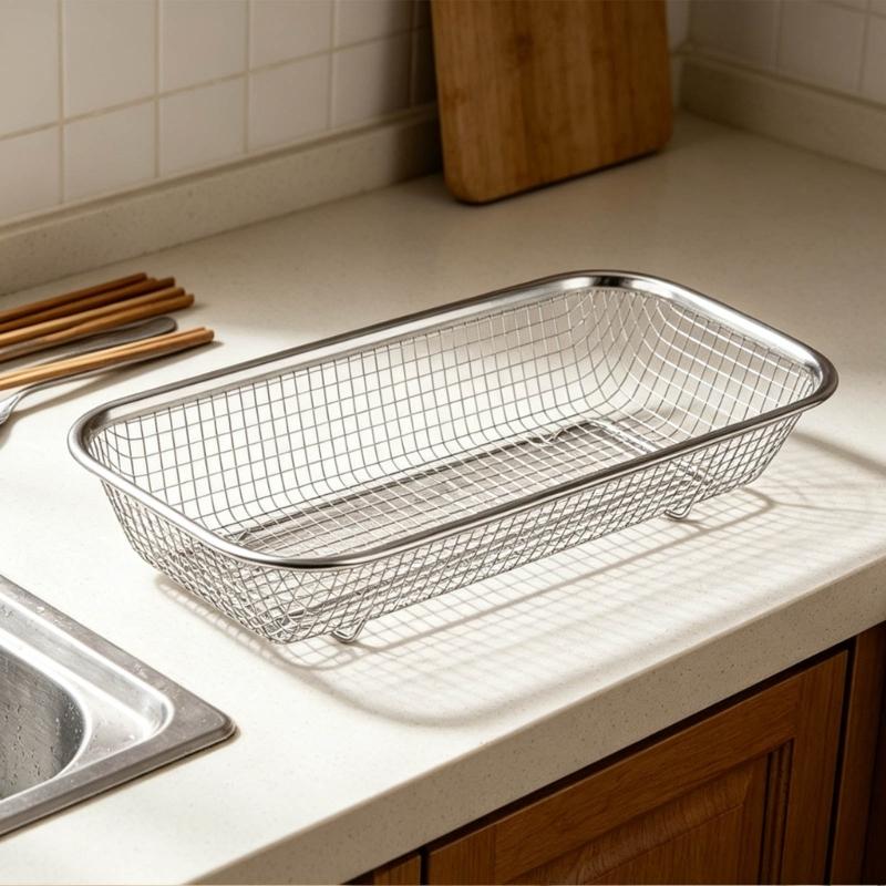 Dishwasher Basket Stainless Steel Dishwasher Silverware Holder Mesh Drain Safe Multifunctional Rectangular Small