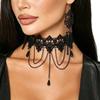 Black Lace Centerpiece Neck Jewelry Set Gothic Statement Accessories for Themed Photo Shoots, Festivals and Halloween Looks