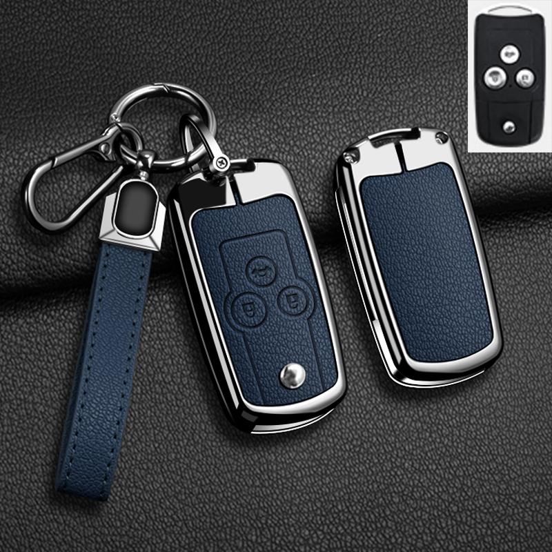 Pouzdro na klíč s překlopným krytem pro Honda Civic Fit Accord CRV HRV Jazz Odyssey pro Acura TL TSX ZDX RSX CRZ Zinková slitina Kožený přívěsek na klíče