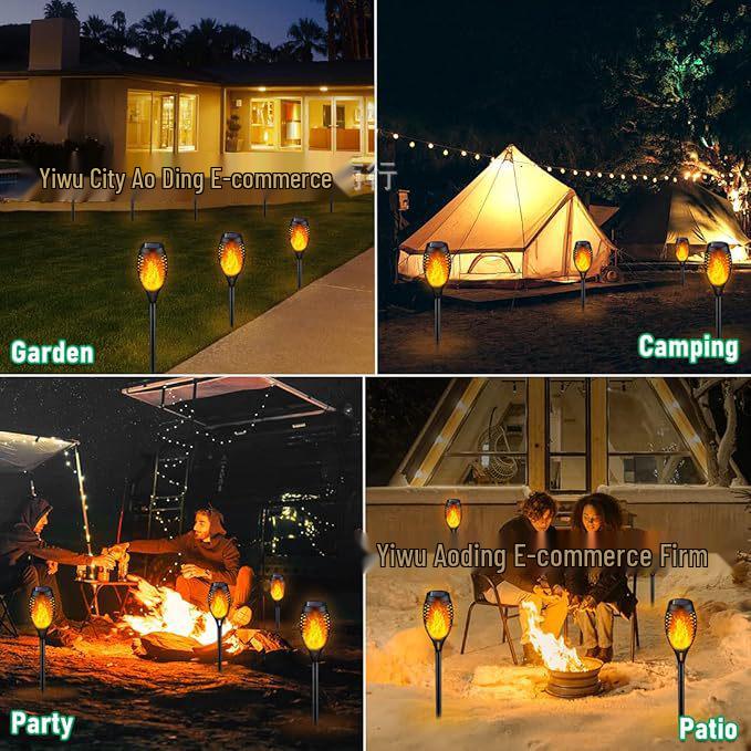 Solar Torch Light with 96 LED Flame Effect - Outdoor Courtyard Lamp, 51 LED Lawn & Garden Landscape Light